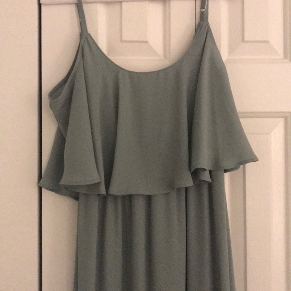 SMYMM Caitlin Ruffle Silver Sage Maxi Dress